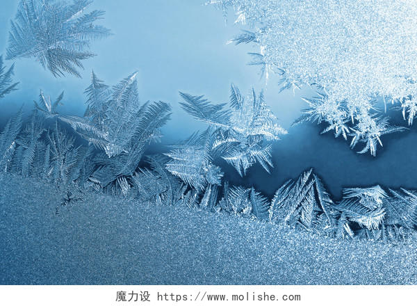 窗花冰霜自然冷色调冬季二十四节气立冬小雪大雪冬至小寒大寒霜降